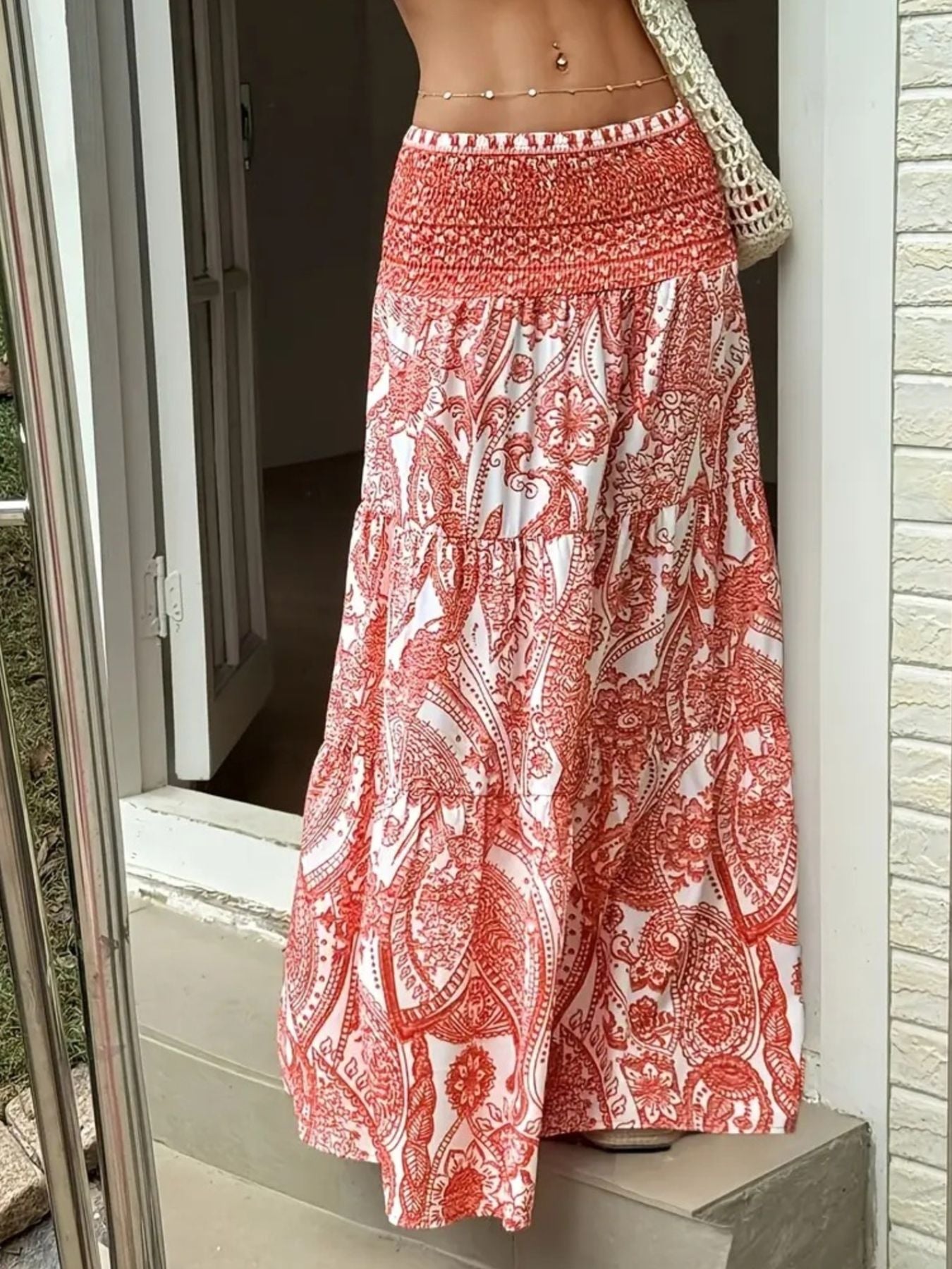 Paisley Print Maxi Skirt - cas7m