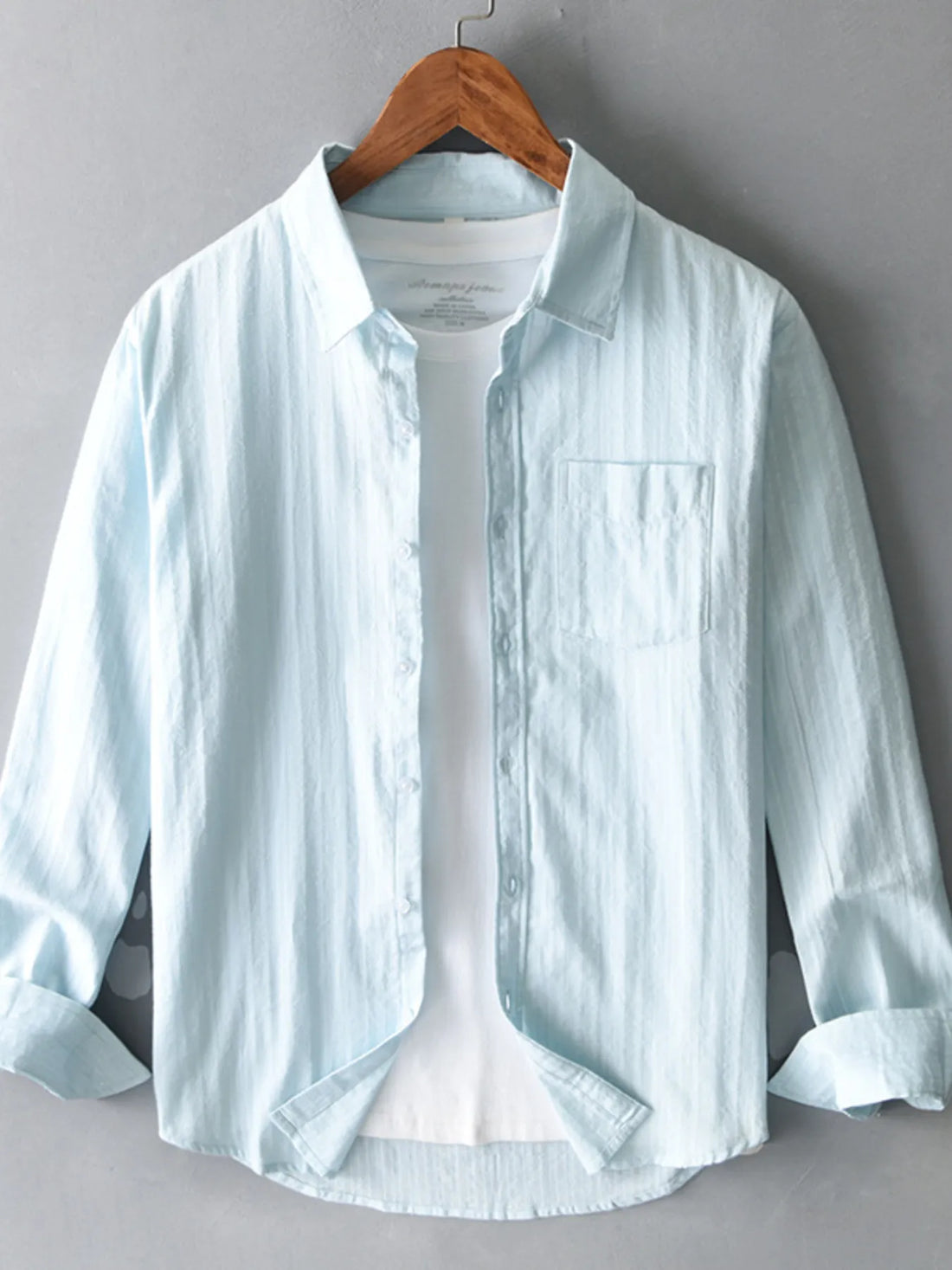 Men's Plus Size Button Up Long Sleeve Shirt - cas7m