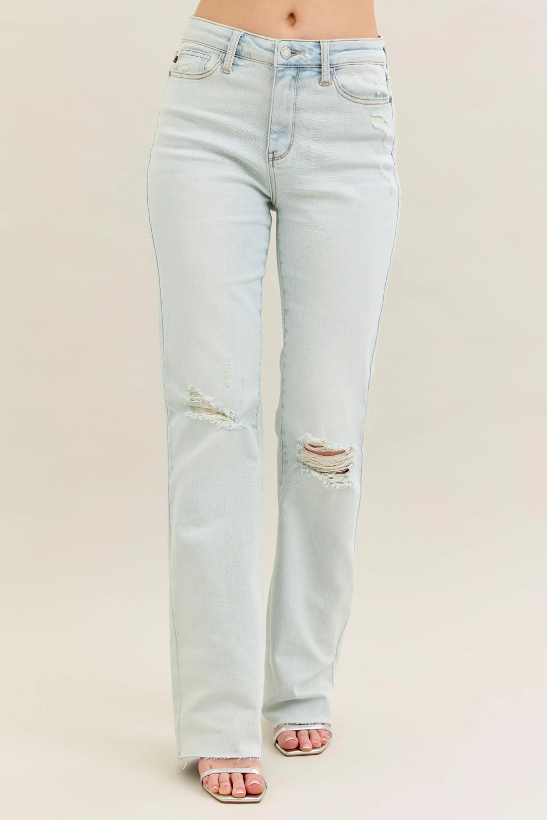 Judy Blue Full Size Destroy & Fray Hem Bootcut Jeans Plus Size - cas7m
