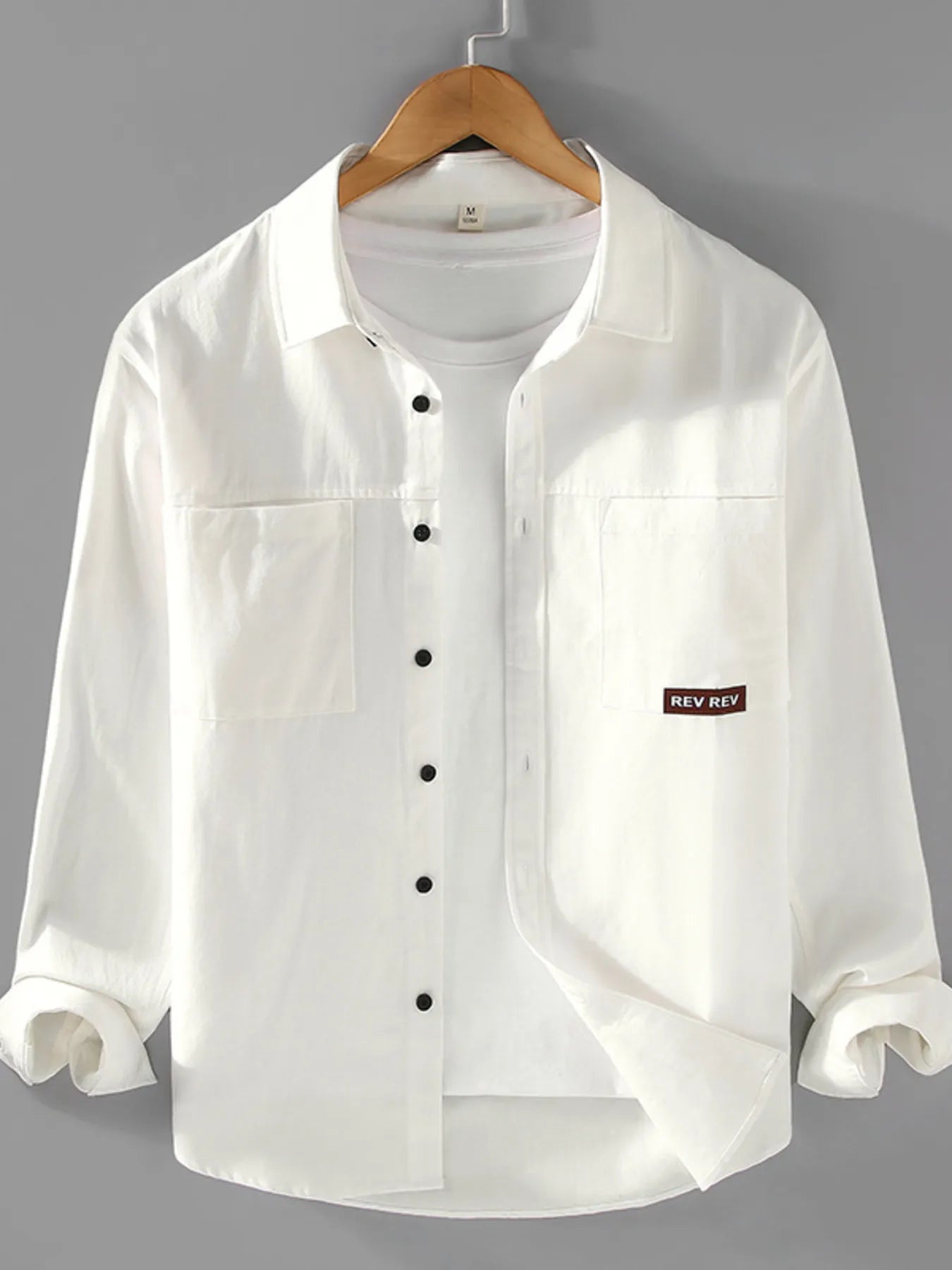 Men's Plus Size Button Up Long Sleeve Shirt - cas7m