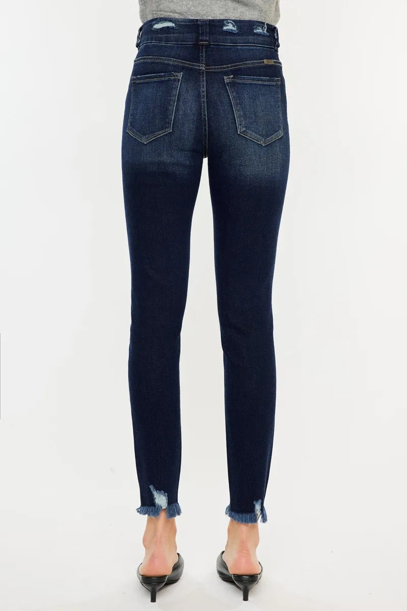 Kancan Full Size Cat's Whiskers Raw Hem High Waist Jeans - cas7m
