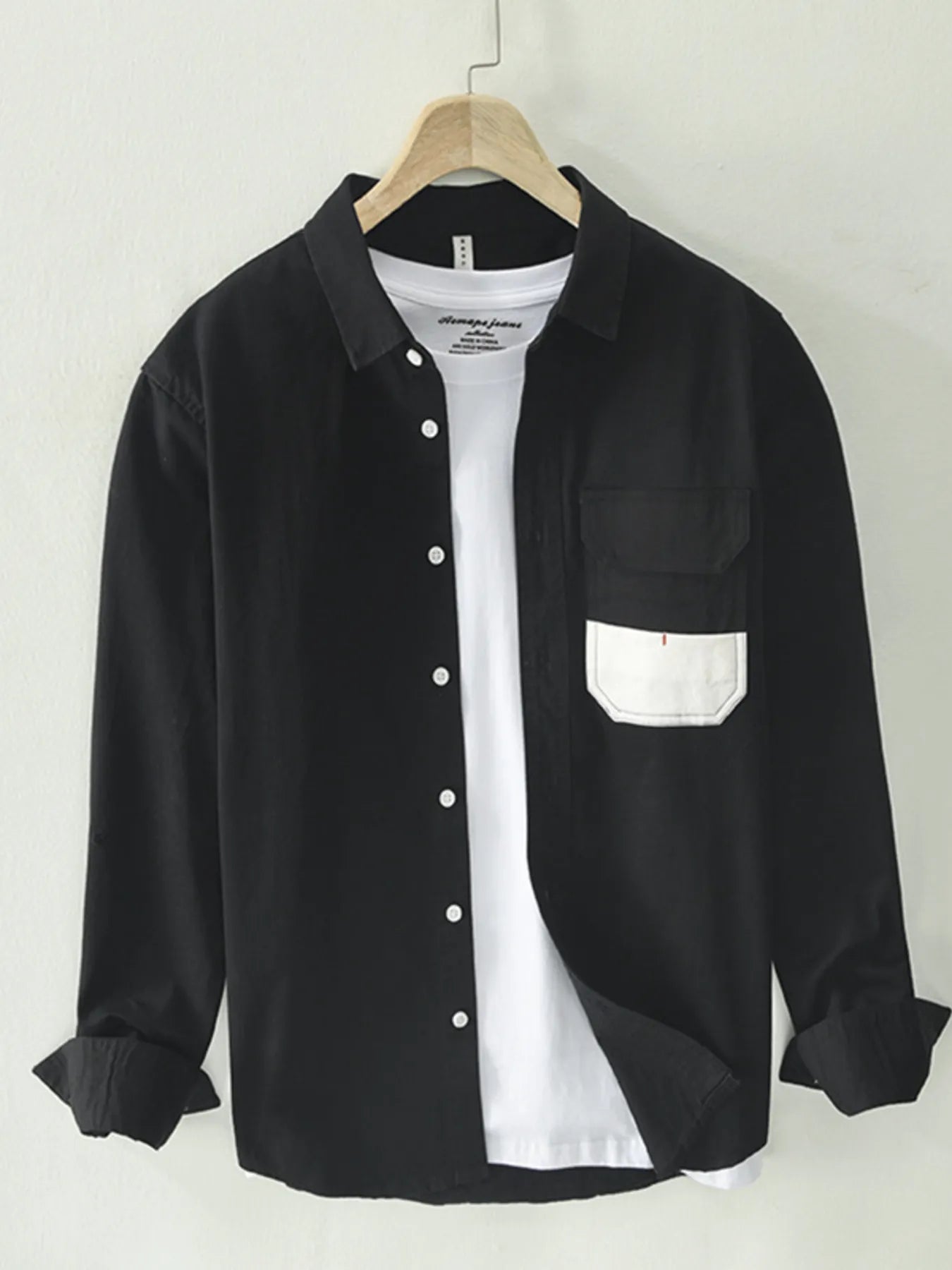 Men's Plus Size Button Up Long Sleeve Shirt - cas7m
