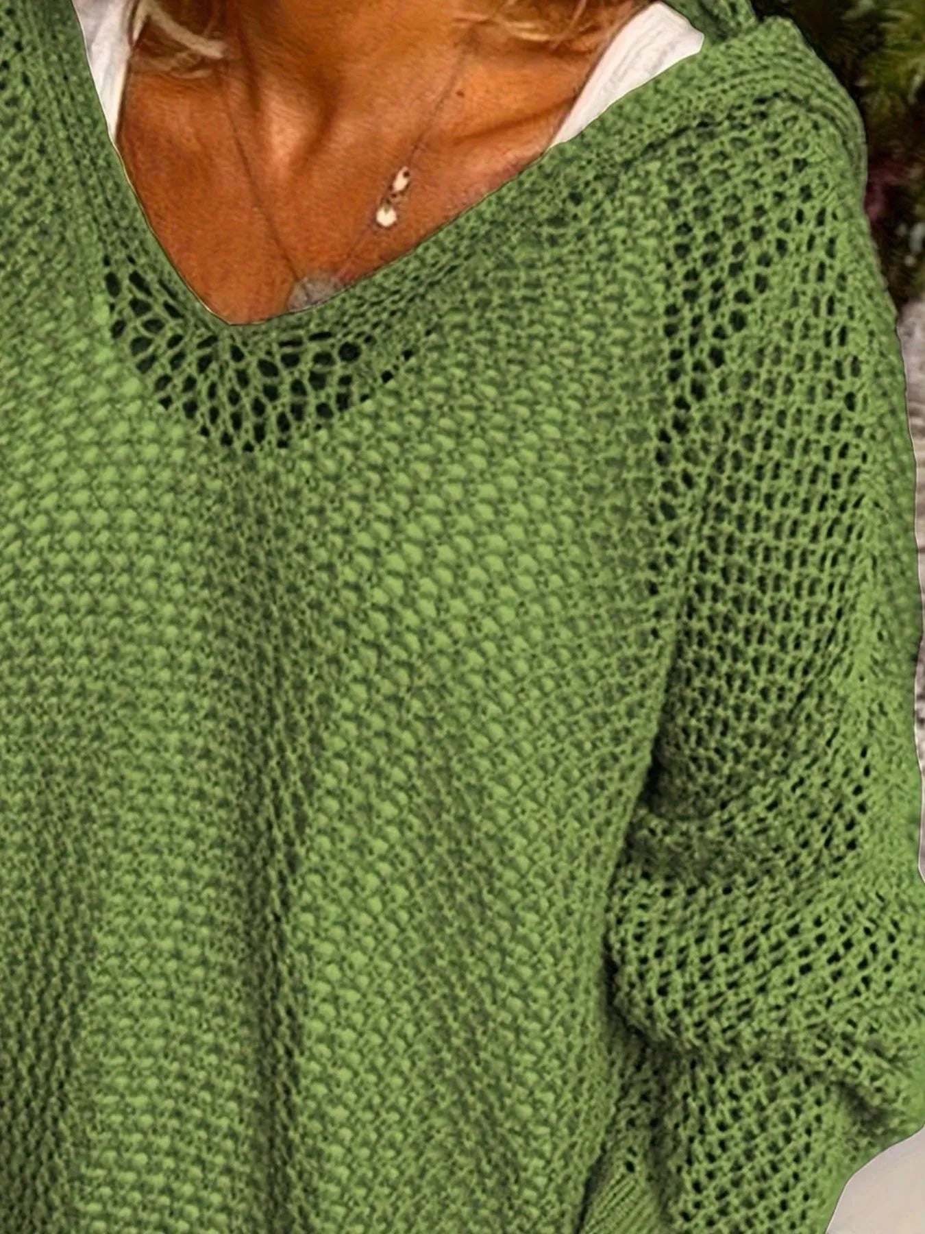Openwork Long Sleeve Hooded Knit Cover Up - cas7m