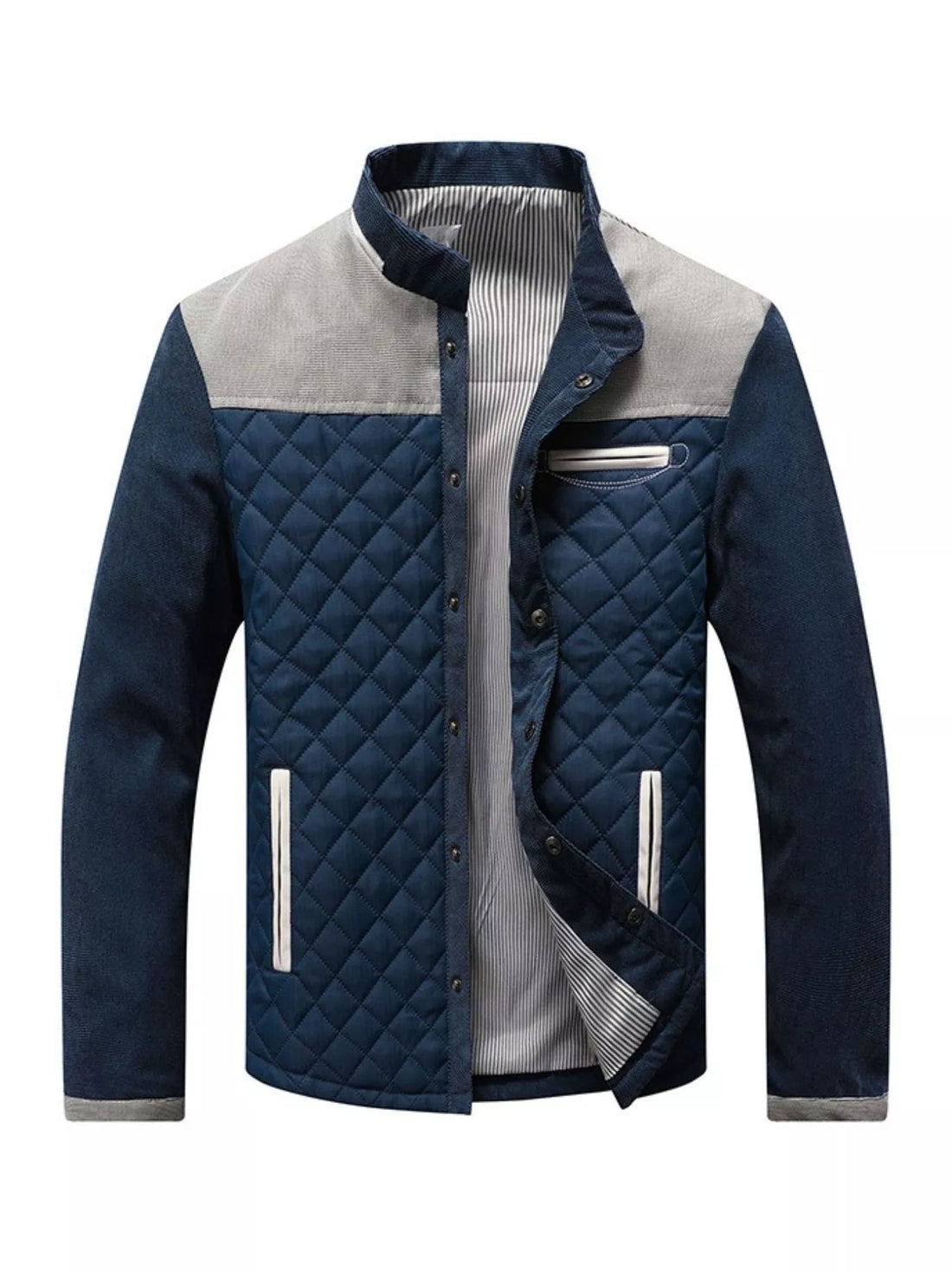 Men's Full Size Quilted Snap Down Jacket Plus Size - cas7m