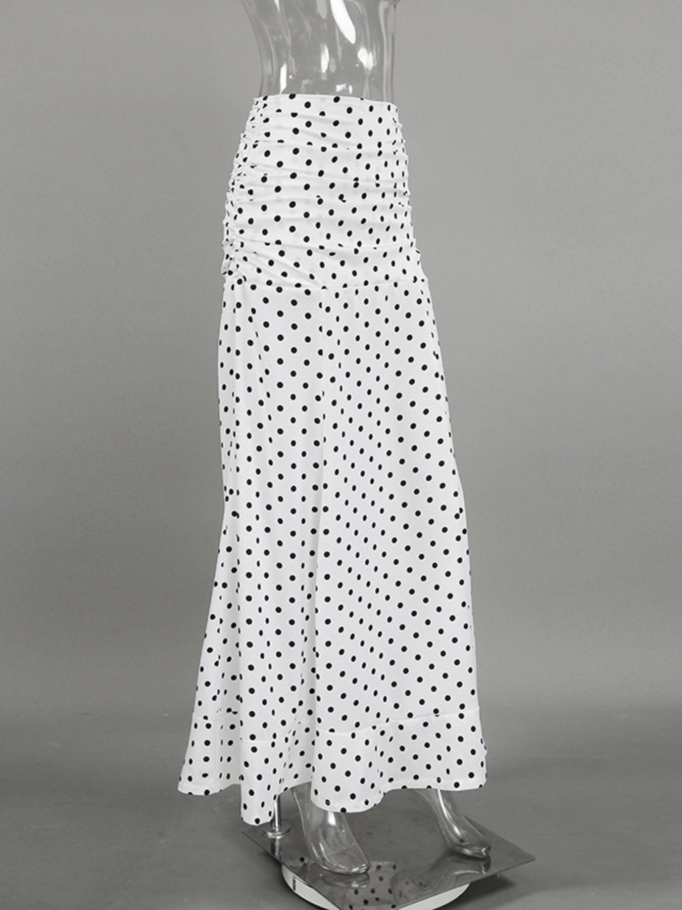 Polka Dot Ruffle Hem Maxi Skirt - cas7m
