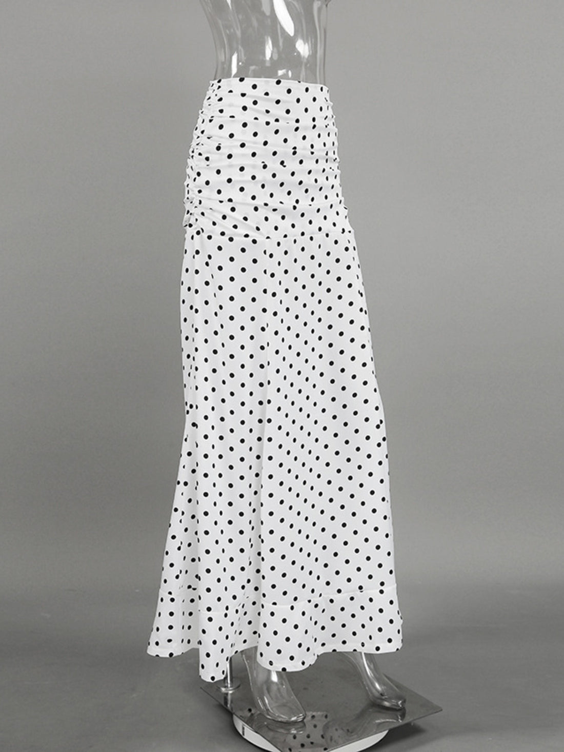 Polka Dot Ruffle Hem Maxi Skirt - cas7m
