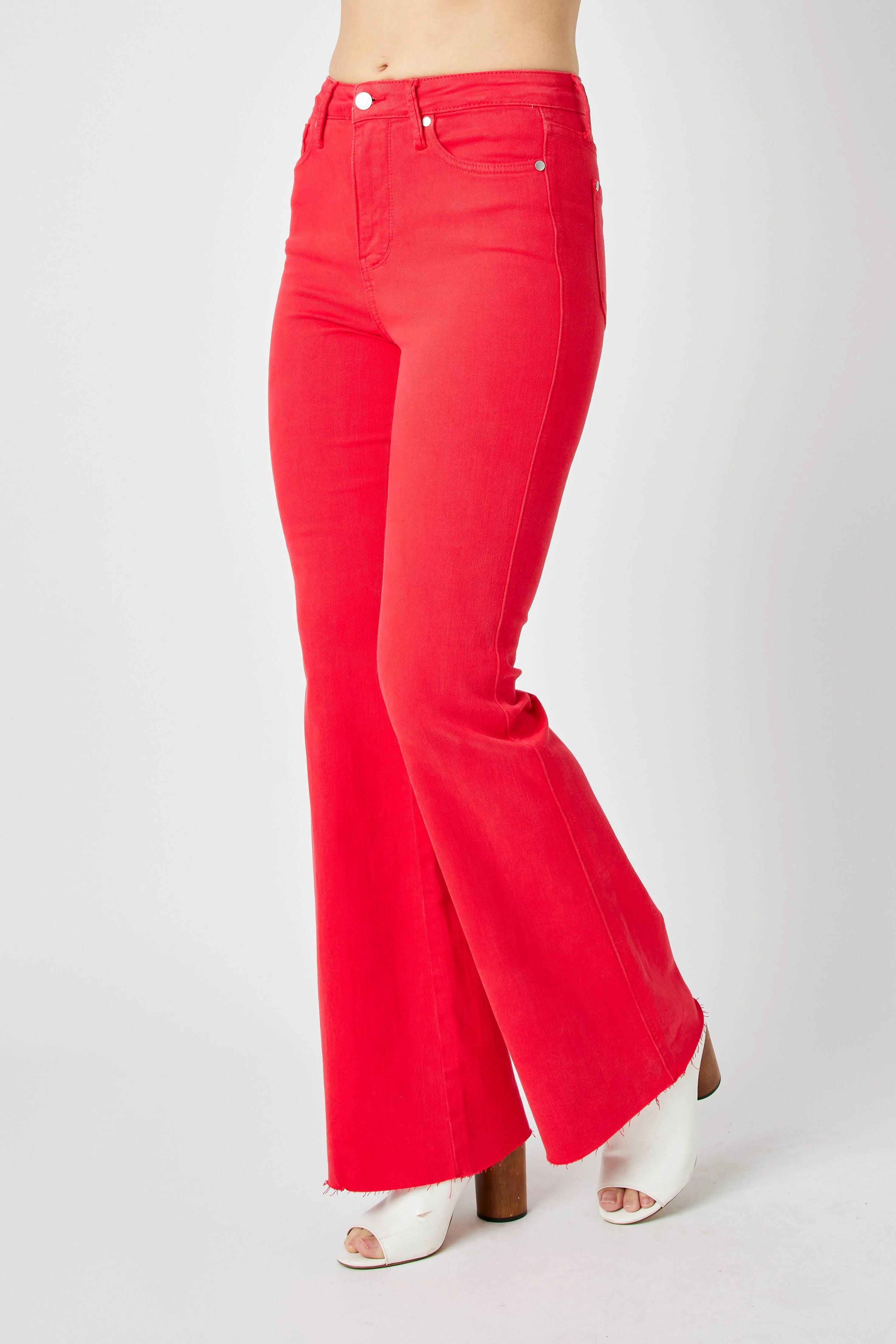 Judy Blue Full Size Hw Tummy Control Garment Dyed Flare Jeans Plus Size - cas7m