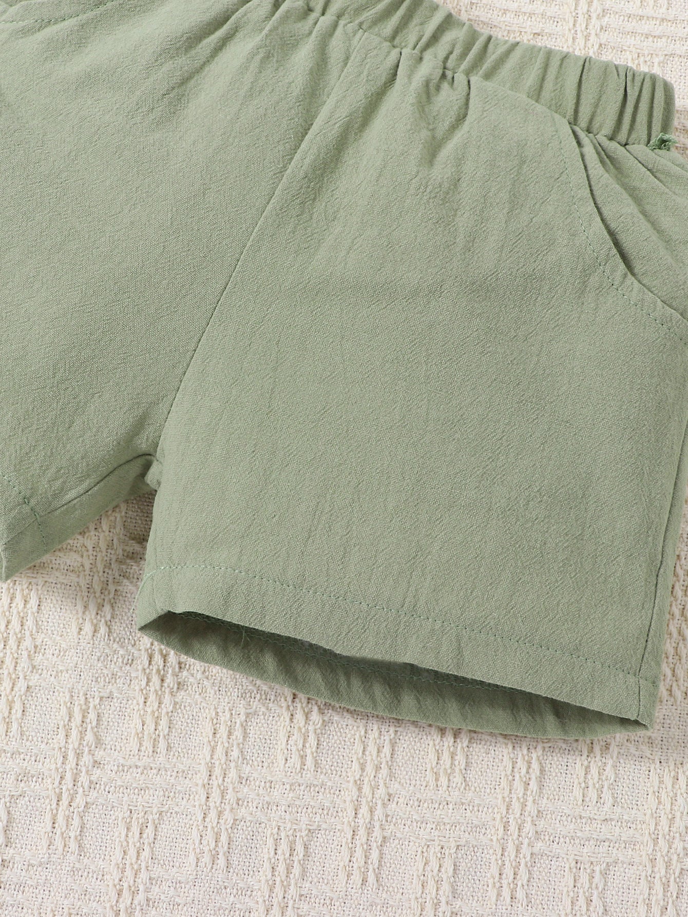 Boys' Summer Cotton And Linen Casual Short-sleeved Shirt And Shorts Suit - cas7m
