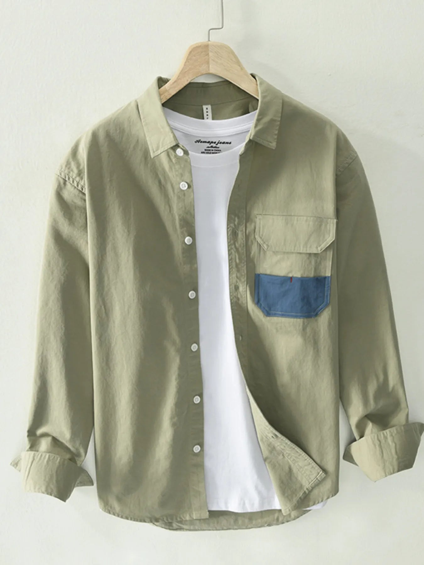 Men's Plus Size Button Up Long Sleeve Shirt - cas7m
