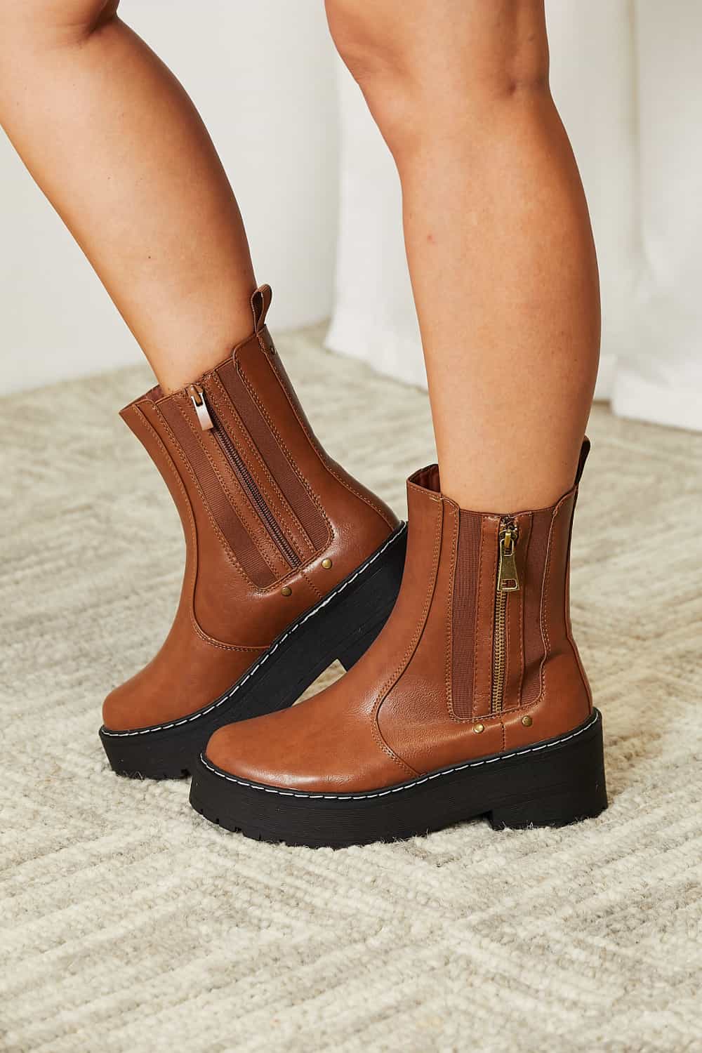Forever Link Side Zip Platform Boots - cas7m