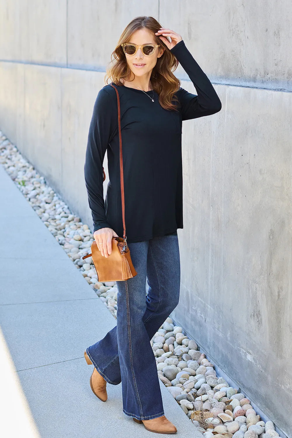 Basic Bae Full Size Round Neck Long Sleeve Top - cas7m