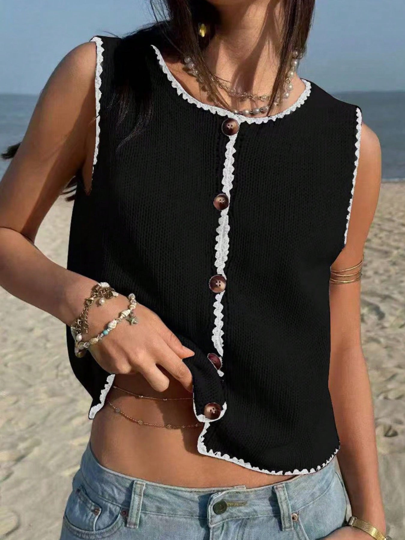 Button-Down Sweater Vest - cas7m