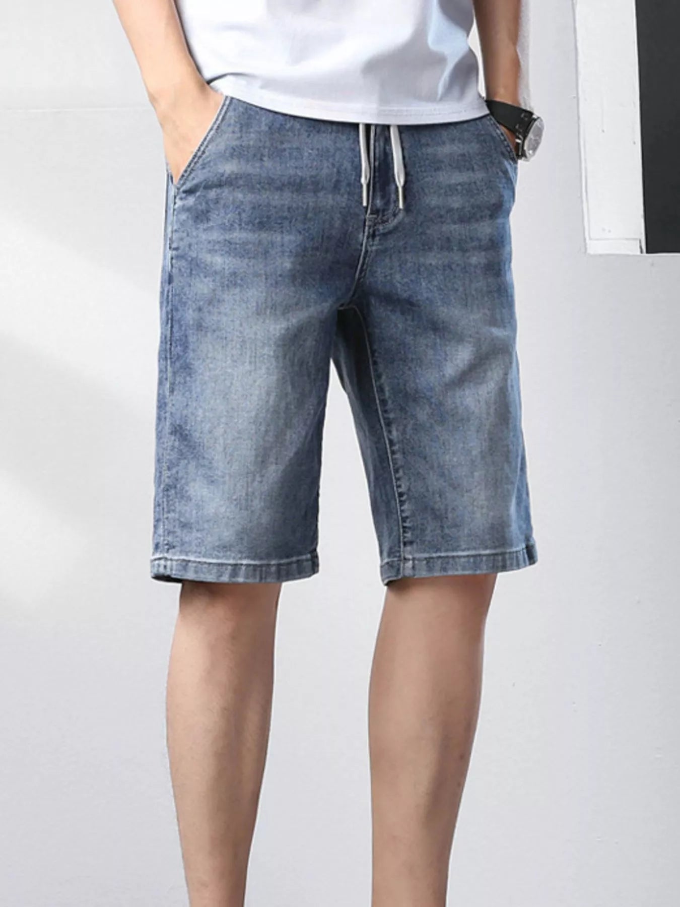 Men's Casual Drawstring Denim Shorts - cas7m