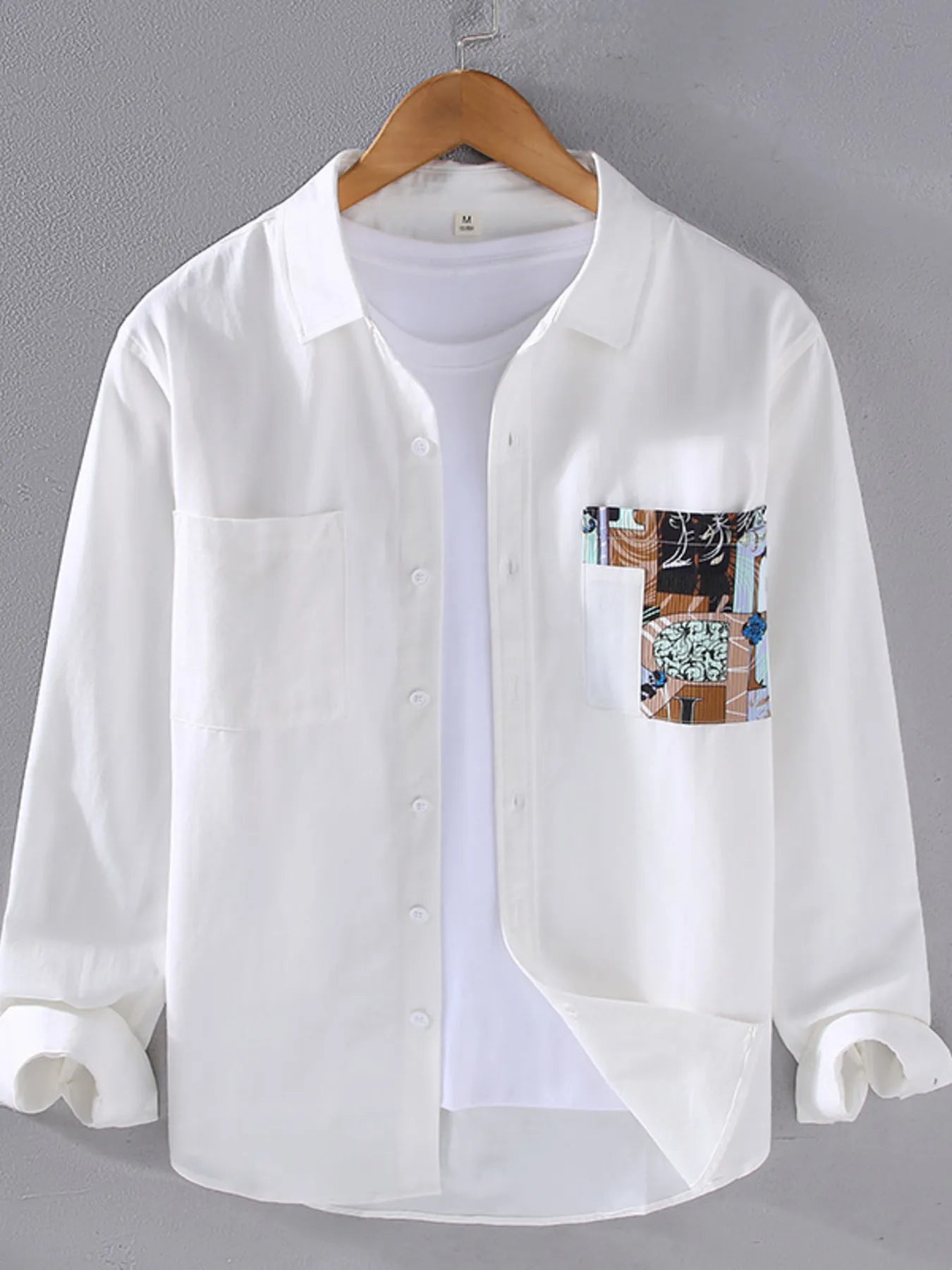 Men's Plus Size Button Up Long Sleeve Shirt - cas7m
