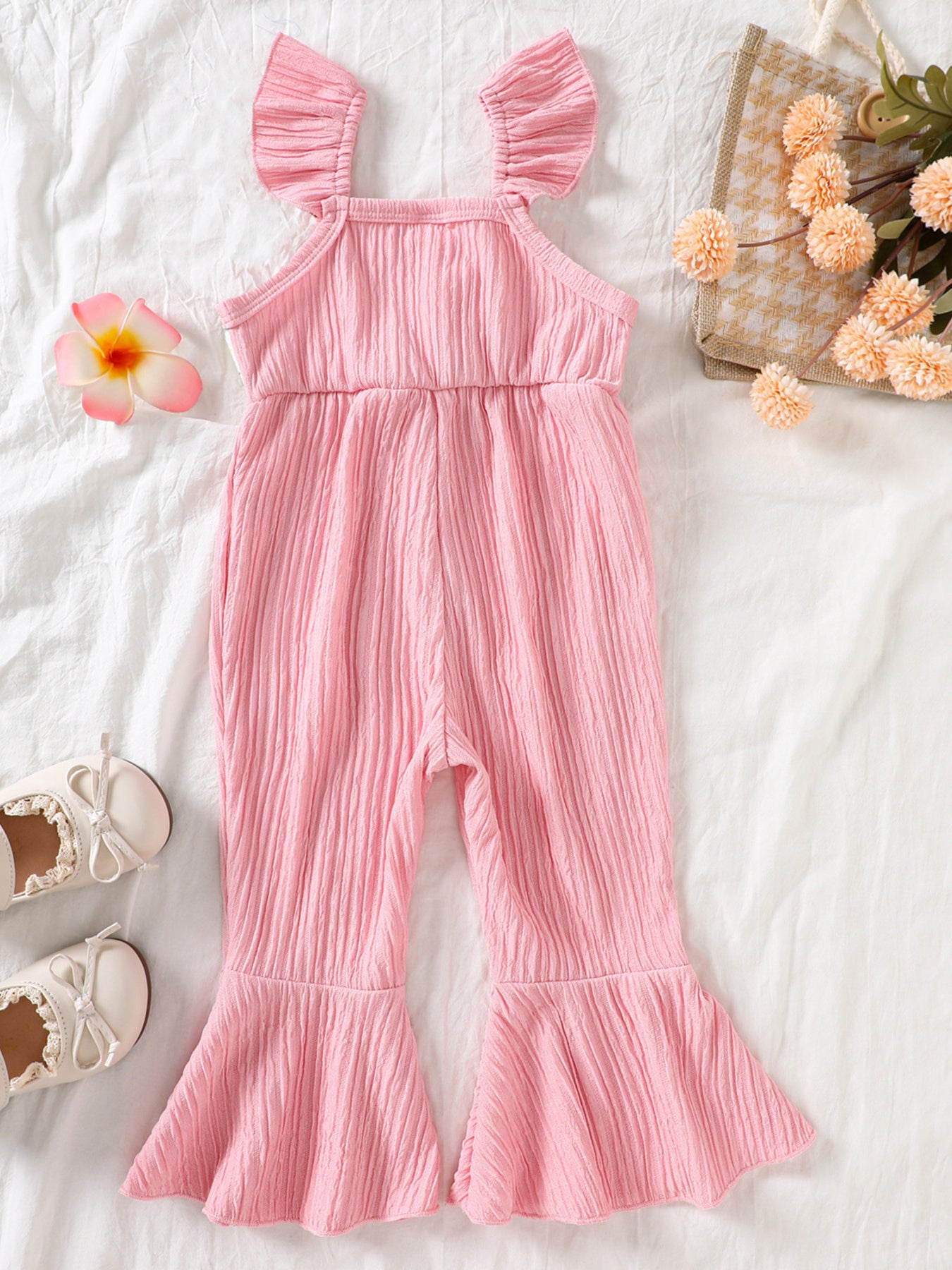 Children's Crochet Ruffle Trim Jumpsuit - cas7m
