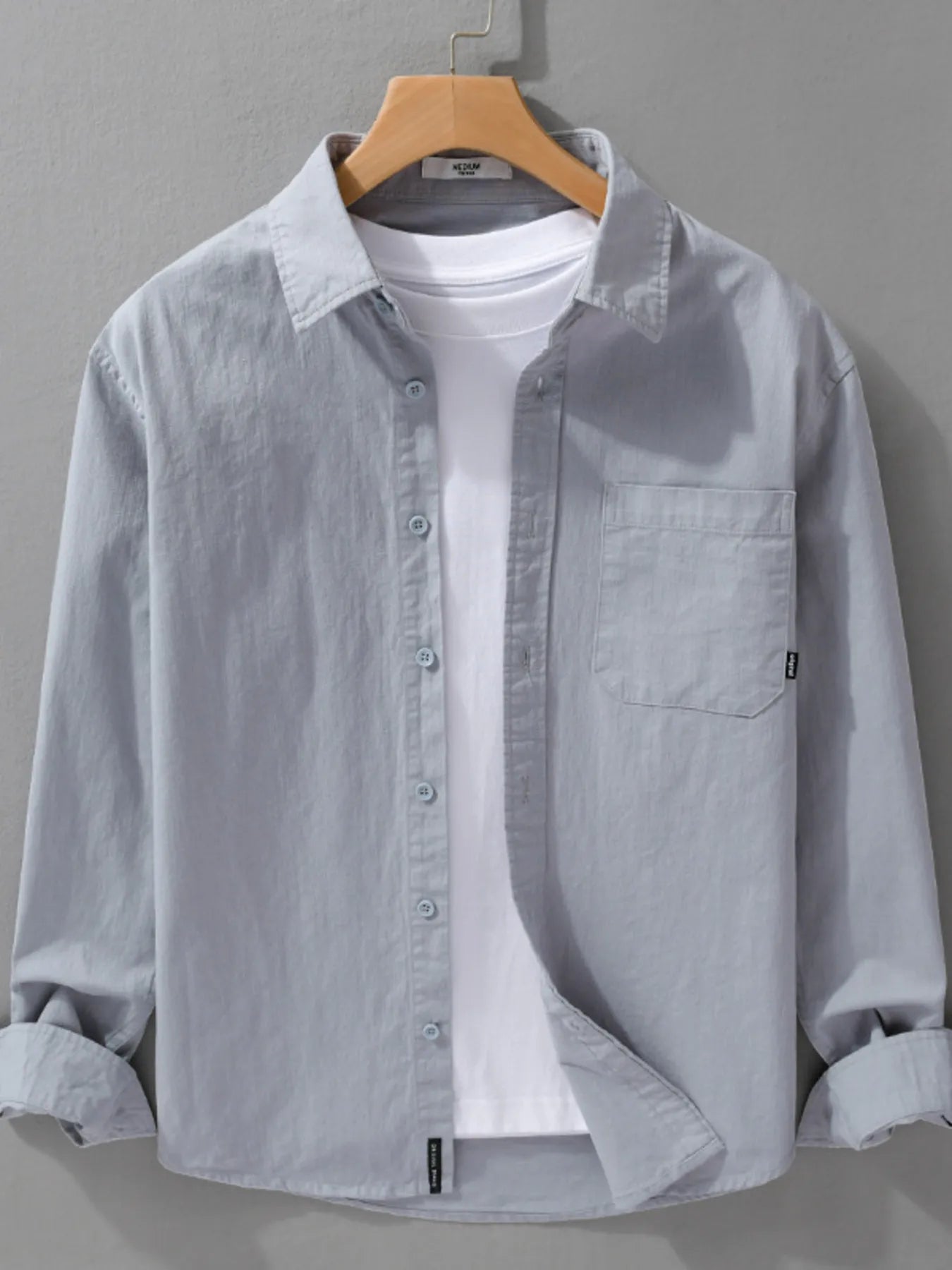 Men's Plus Size Button Up Long Sleeve Shirt - cas7m