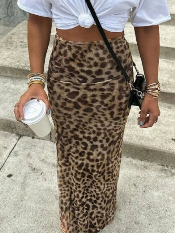 Leopard Print High-Waisted Maxi Skirt - cas7m