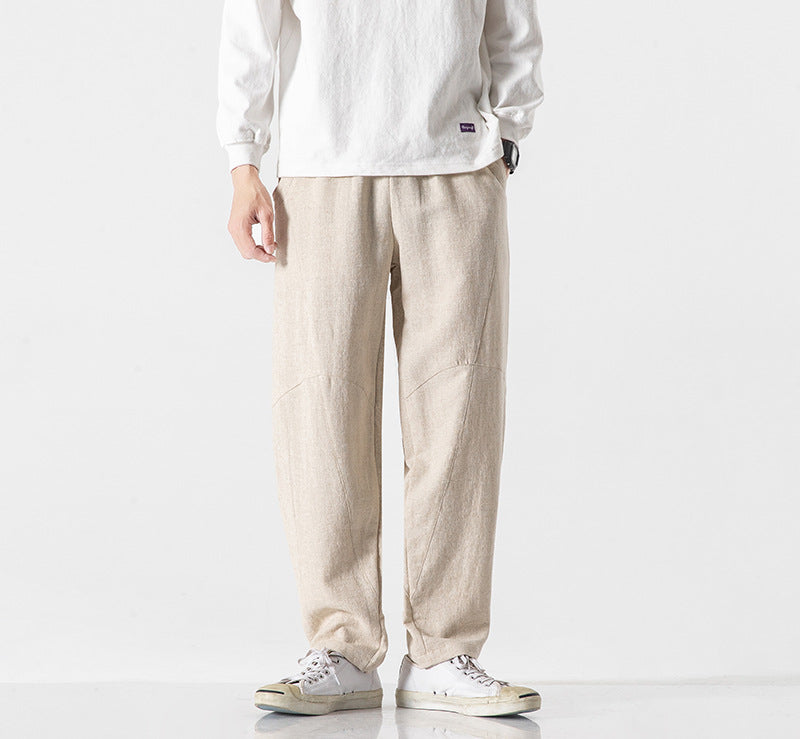 Cotton-linen Mens Pants Linen Pants Loose-fit - cas7m
