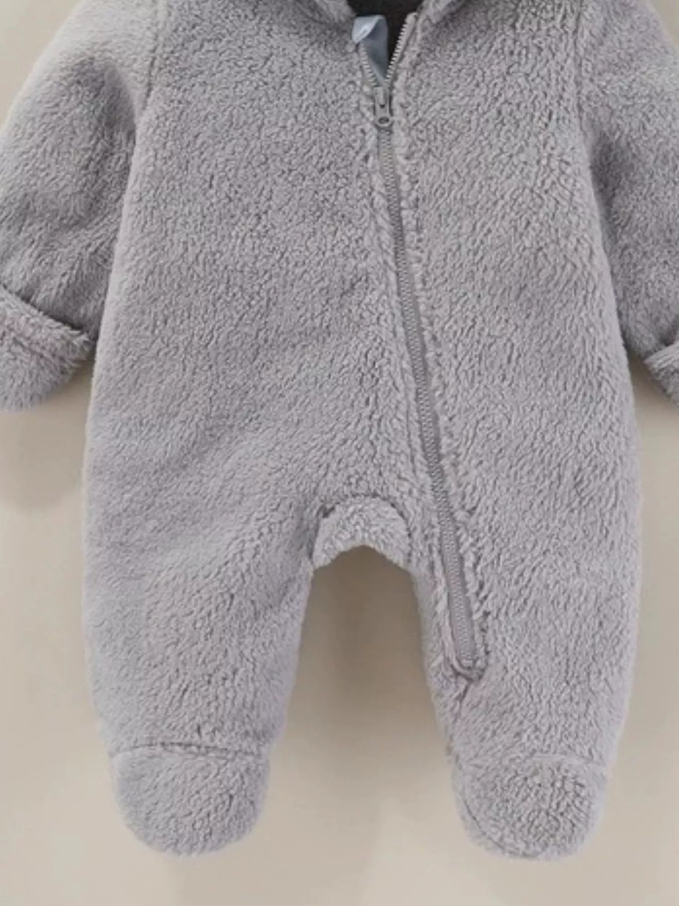 Children's Cozy Bear Hooded Fleece One-Piece - cas7m
