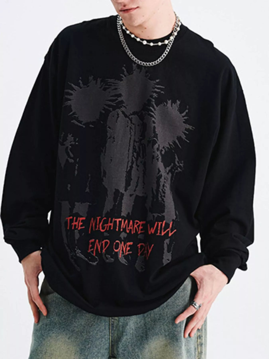 Men's Plus Size Graphic Long Sleeve T-Shirt - cas7m