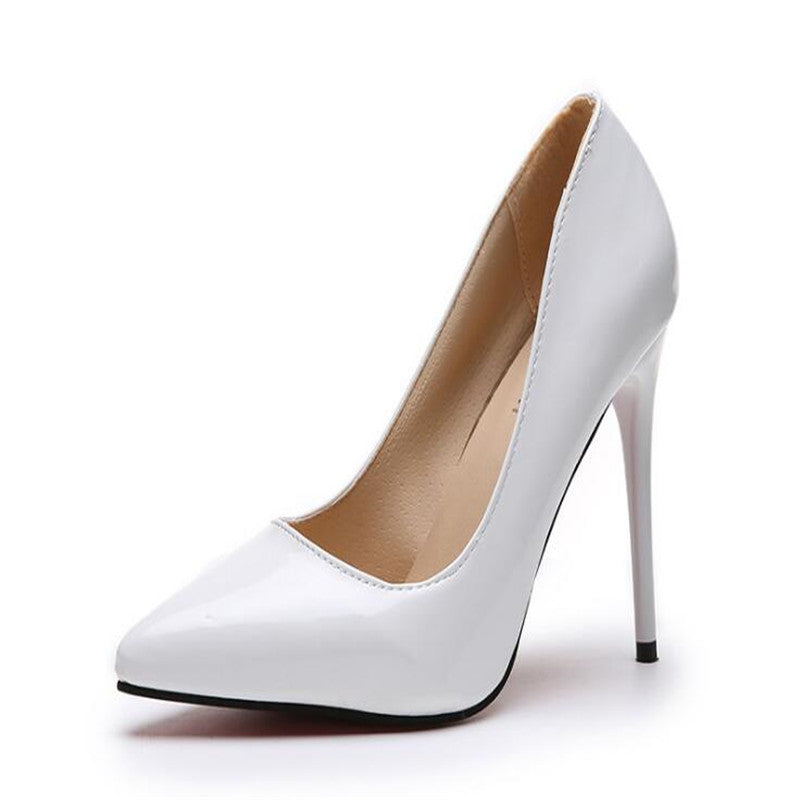 Trendy Pointed Toe High Heels with Glossy Finish