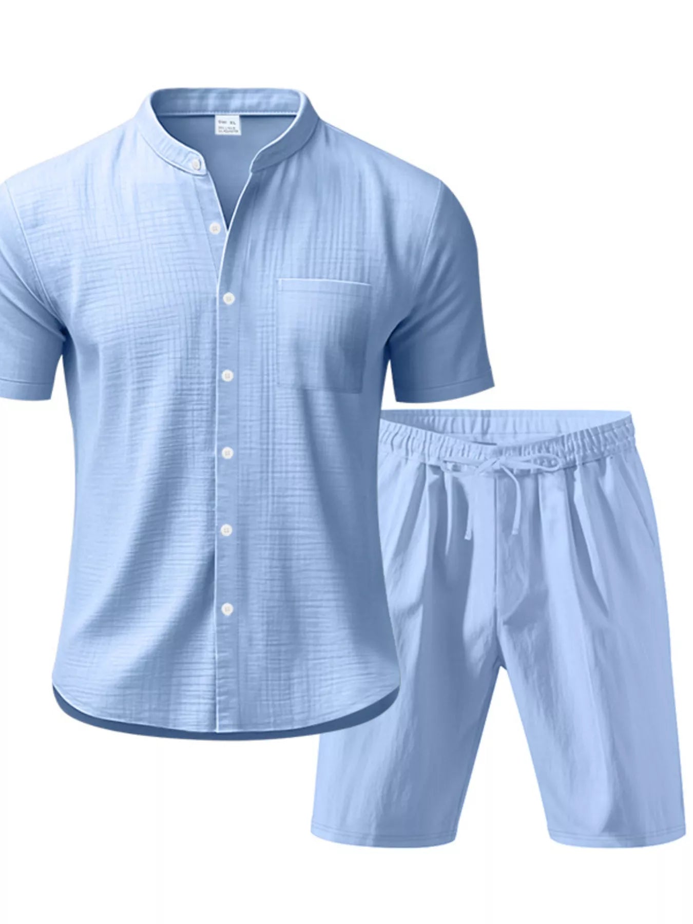 Men's Full Size Casual Short Sleeve Shirt and Shorts Set Plus Size - cas7m