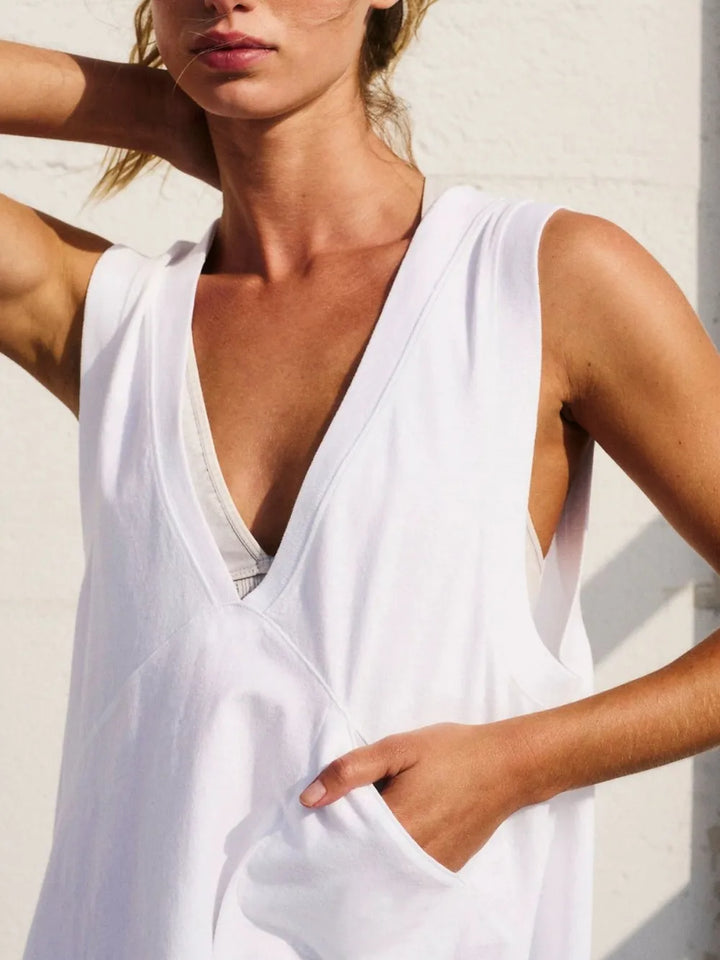 Side Slit V-Neck Tank - cas7m
