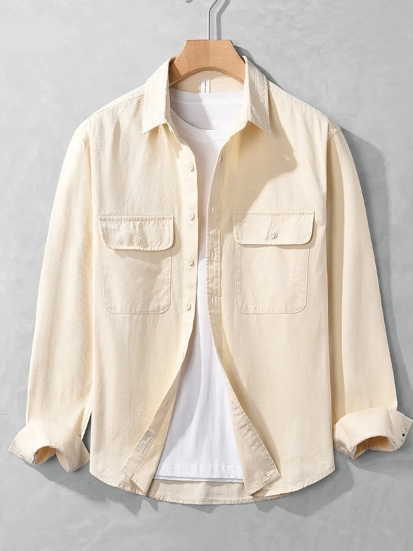 Men's Plus Size Button Up Long Sleeve Shirt - cas7m