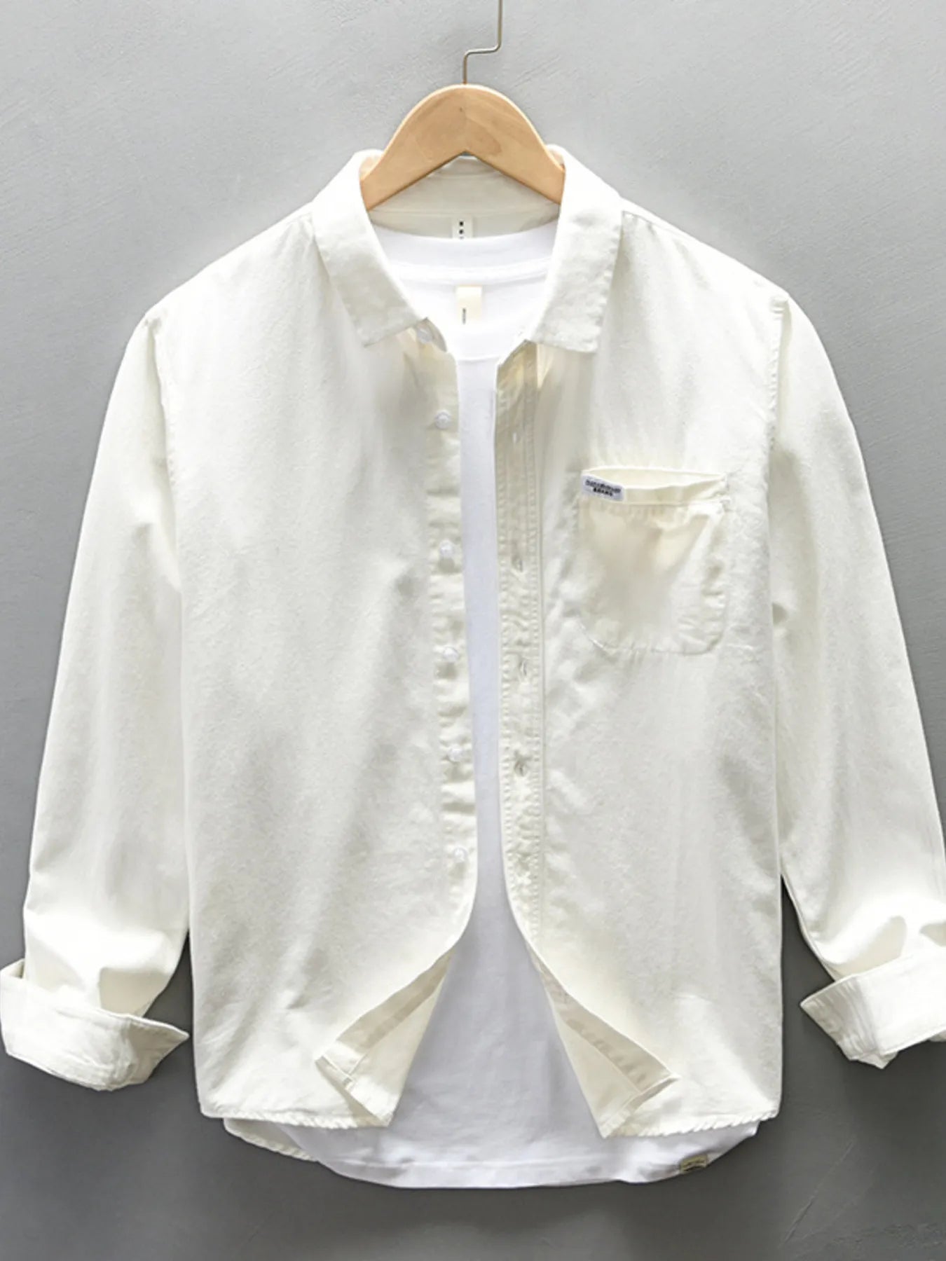 Men's Plus Size Button-Up Long Sleeve Shirt - cas7m