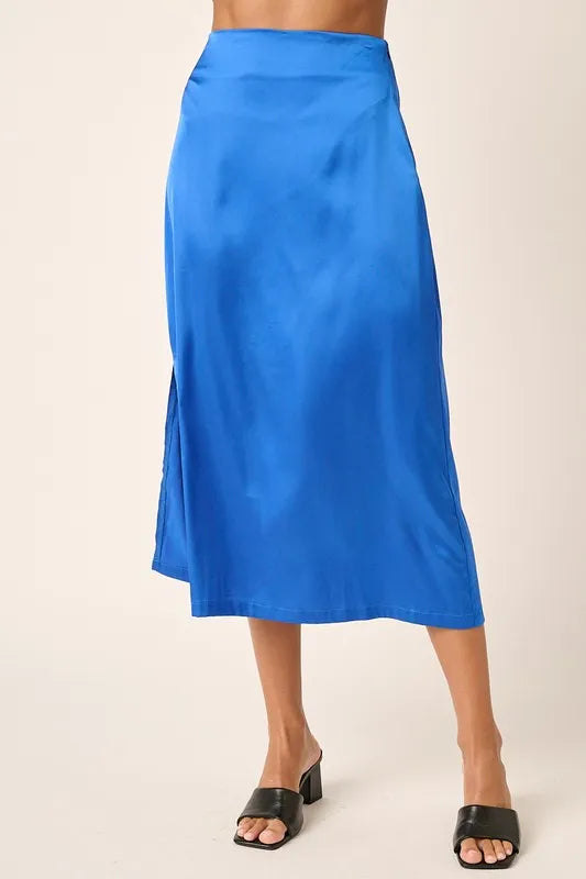 Mittoshop Side Slit Satin Midi Skirt - cas7m