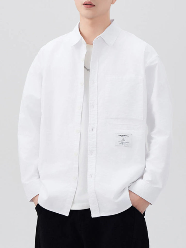 Men's Plus Size Button Up Long Sleeve Shirt - cas7m