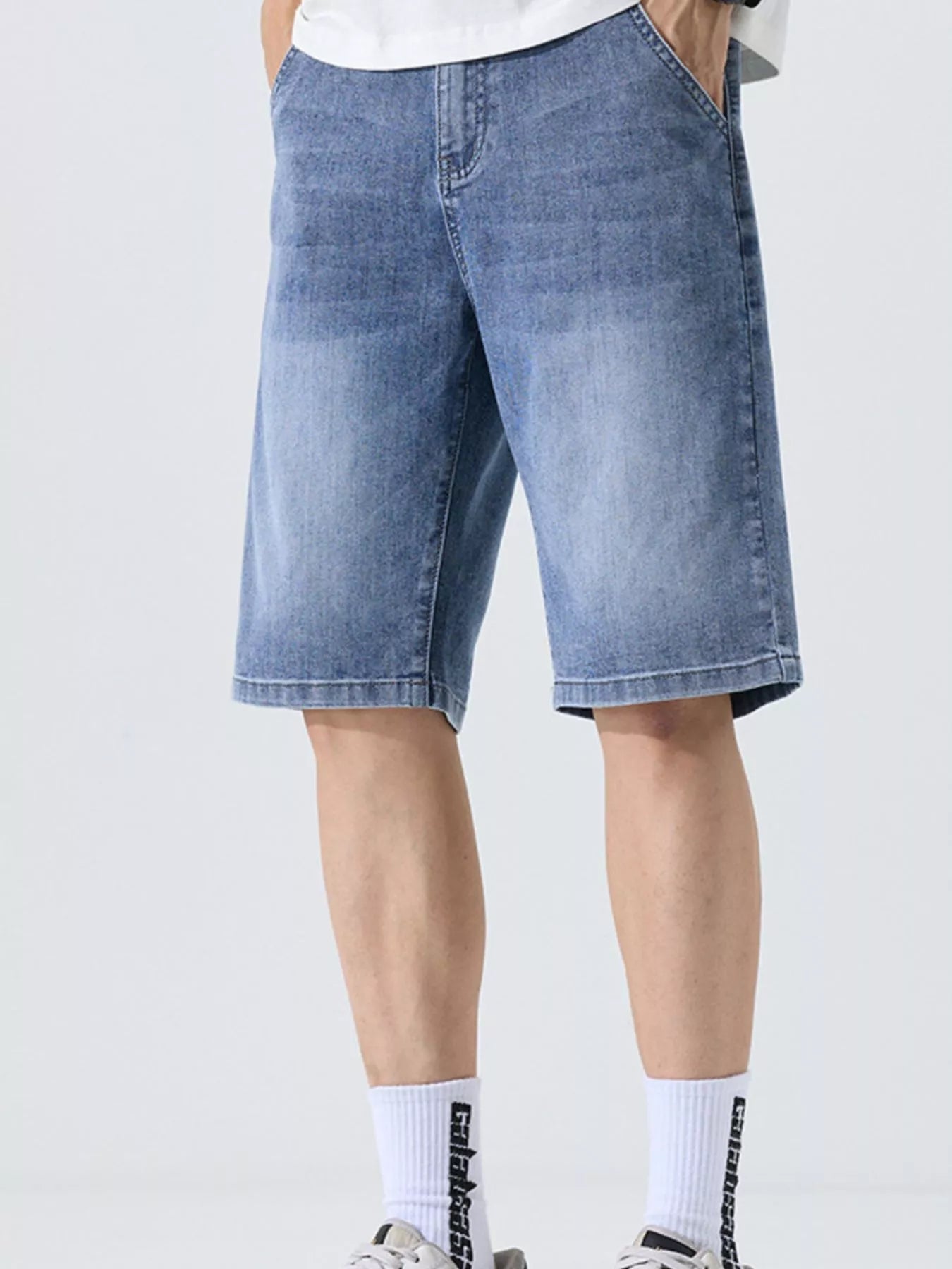Men's Washed Loose Fit Denim Shorts - cas7m