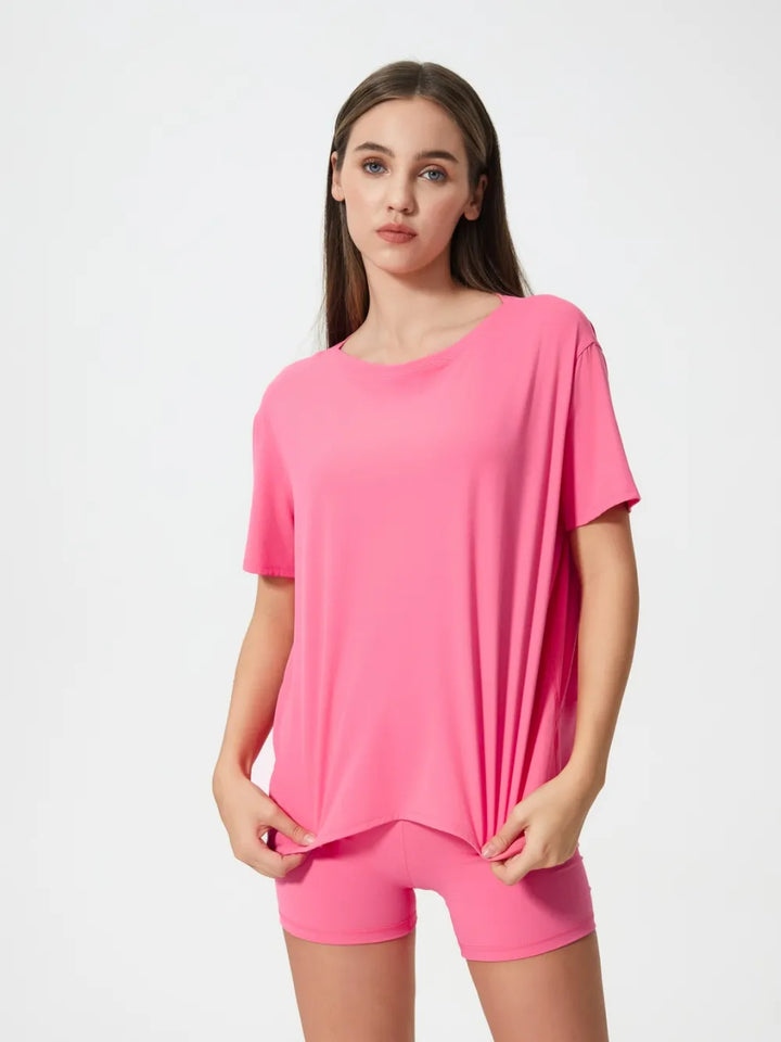 Millennia Round Neck Short Sleeve Active T-Shirt - cas7m