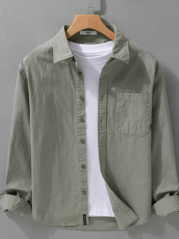 Men's Plus Size Button Up Long Sleeve Shirt - cas7m