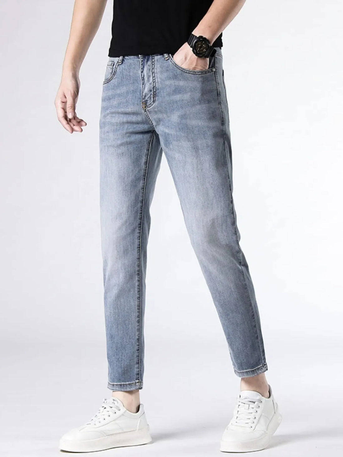 Men's Washed Slim Fit Jeans - cas7m