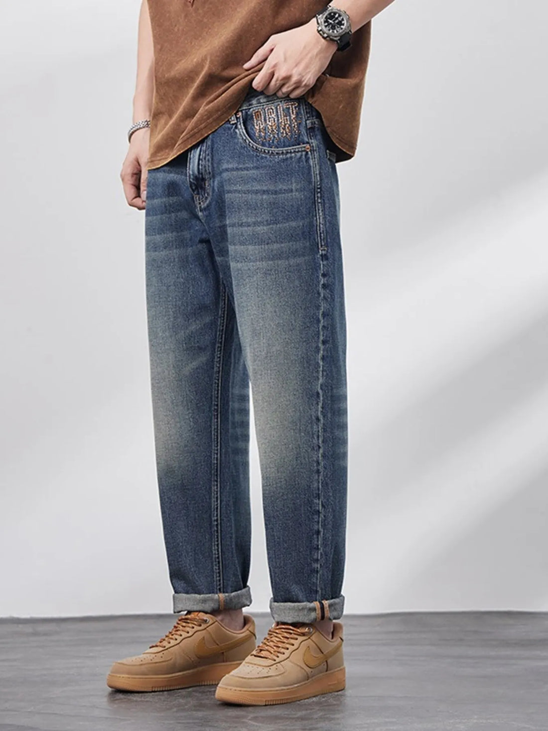 Men's Relaxed Fit Wash Jeans - cas7m