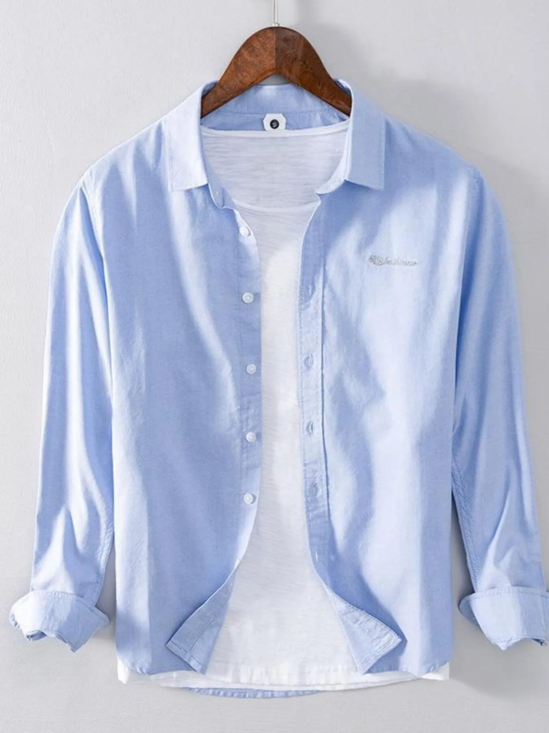 Men's Plus Size Button Up Long Sleeve Shirt - cas7m