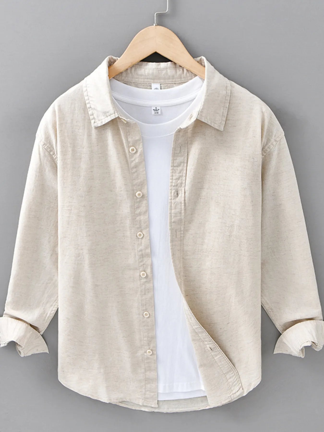Men's Plus Size Button Up Long Sleeve Shirt - cas7m