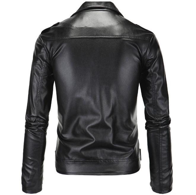 Ninja Stealth Black Mens  Faux Leather Biker Jacket - cas7m