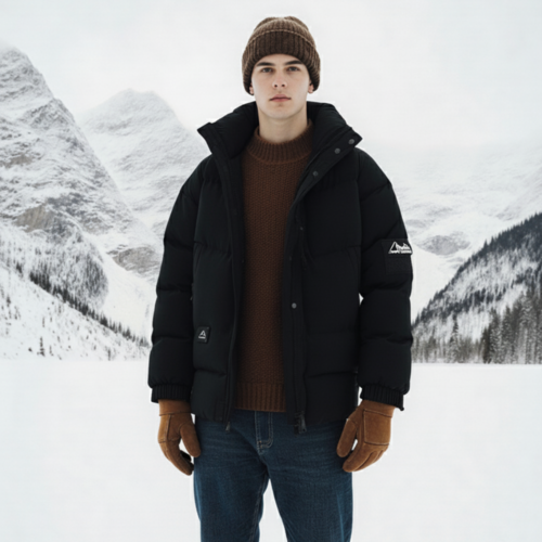 Mens Stand Collar Puffer Jacket - cas7m