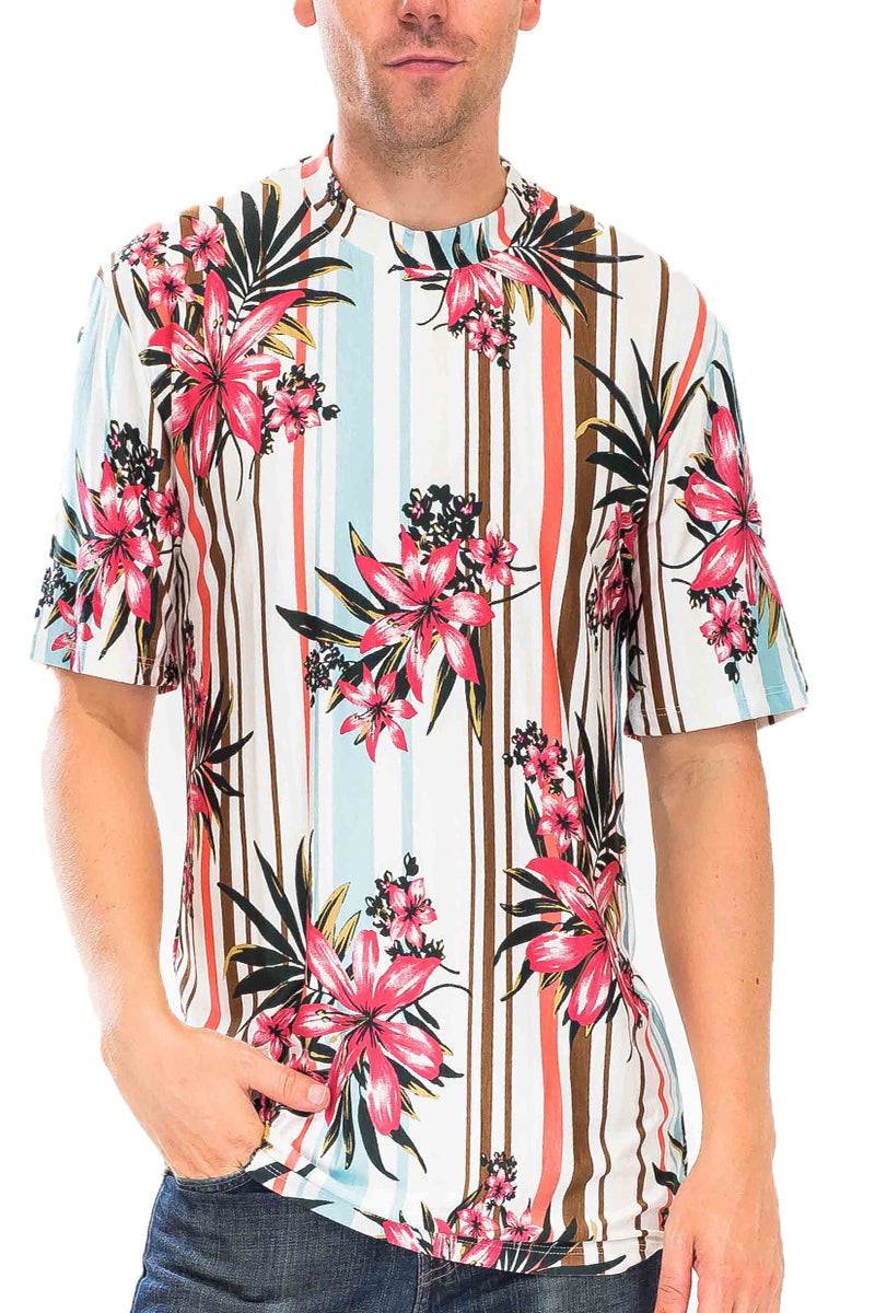 Print Floral and Striped Tee WT8566