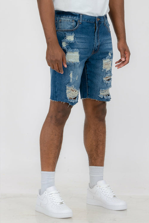 Washed Distressed Denim Shorts DSP1