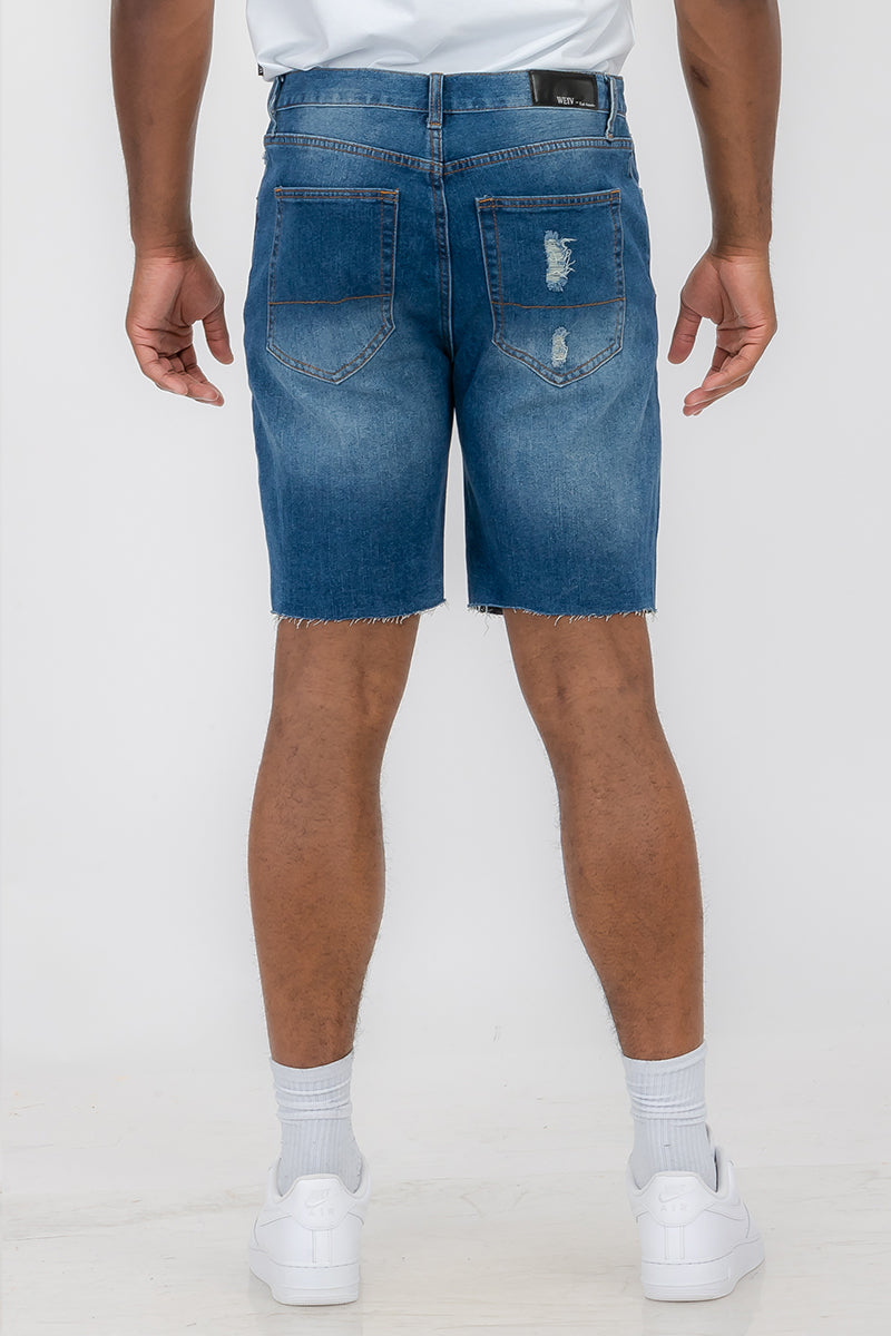 Washed Distressed Denim Shorts DSP1