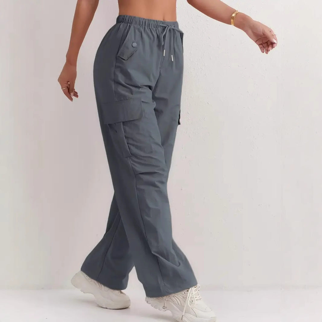 High Waist Drooping Quick-drying Leisure Wide Leg Track Pants - cas7m