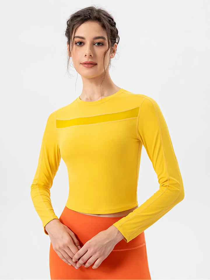 Round Neck Long Sleeve Active T-Shirt - cas7m
