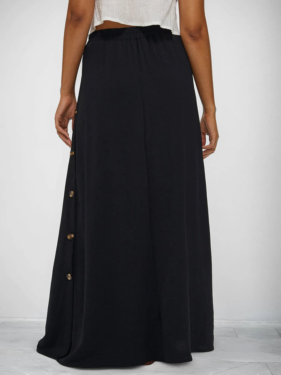 High Waist Maxi Skirt with Pockets - cas7m
