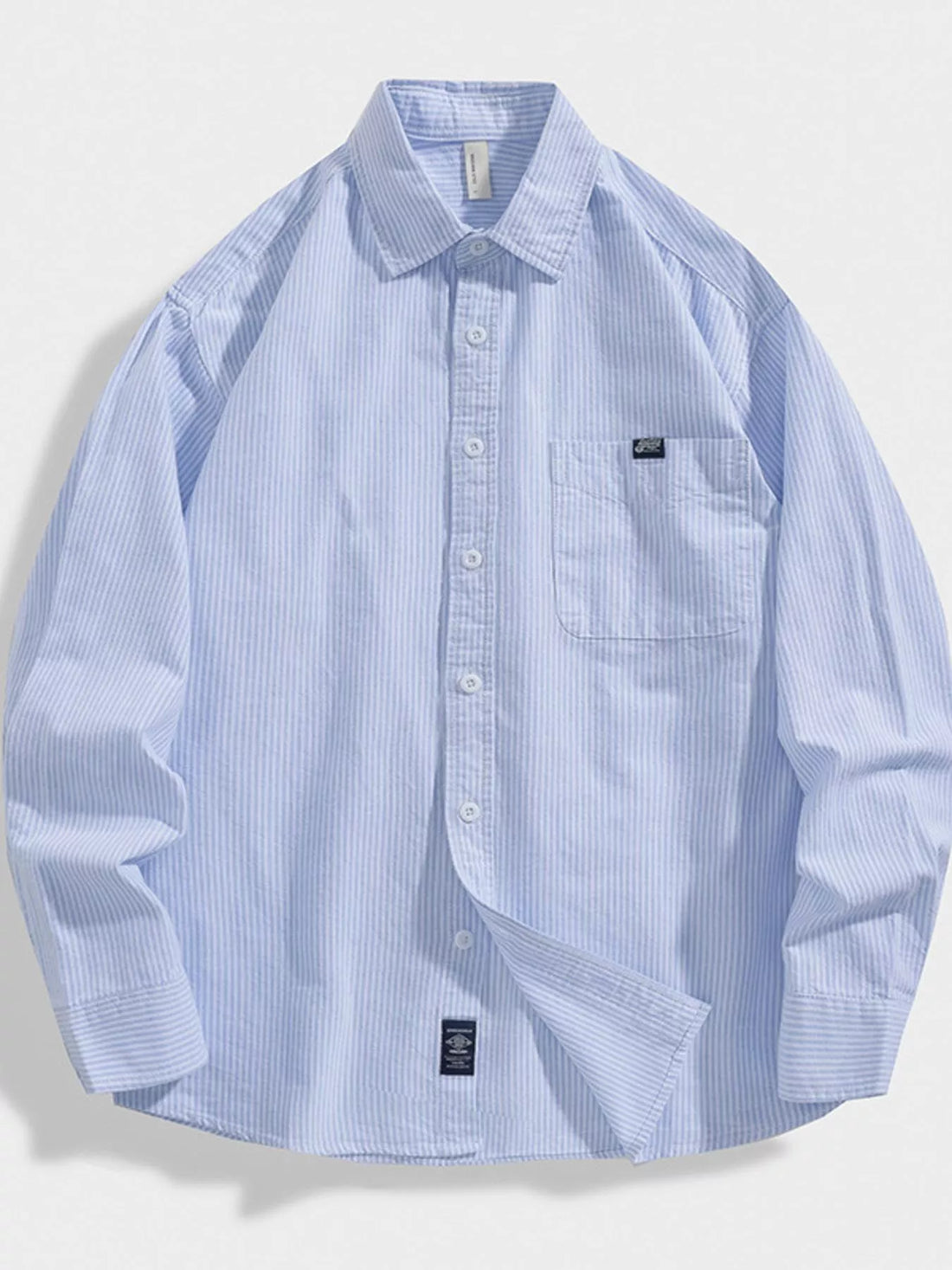 Men's Plus Size Striped Button Up Long Sleeve Shirt - cas7m