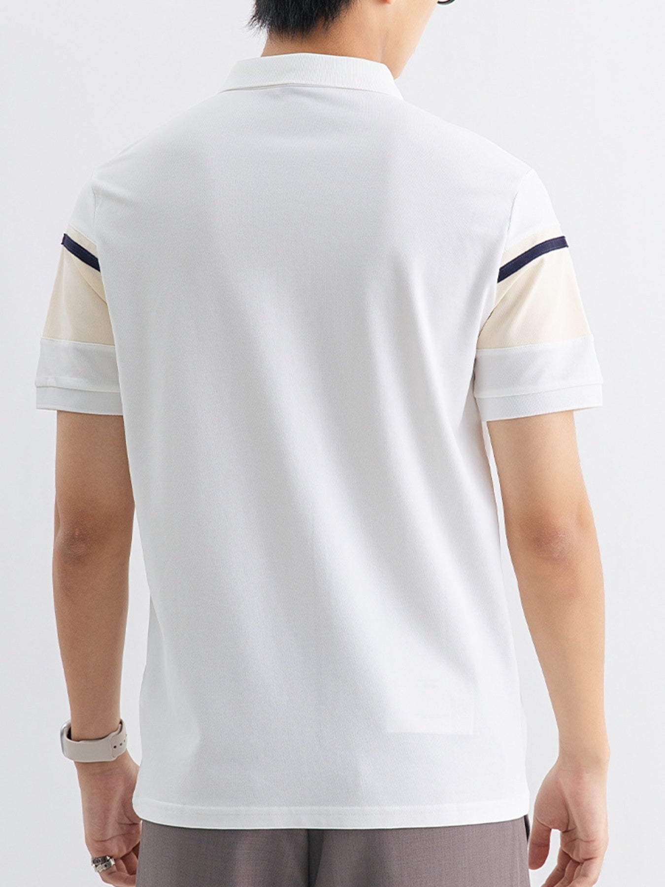 Men's Plus Size Color Block Polo Shirt - cas7m