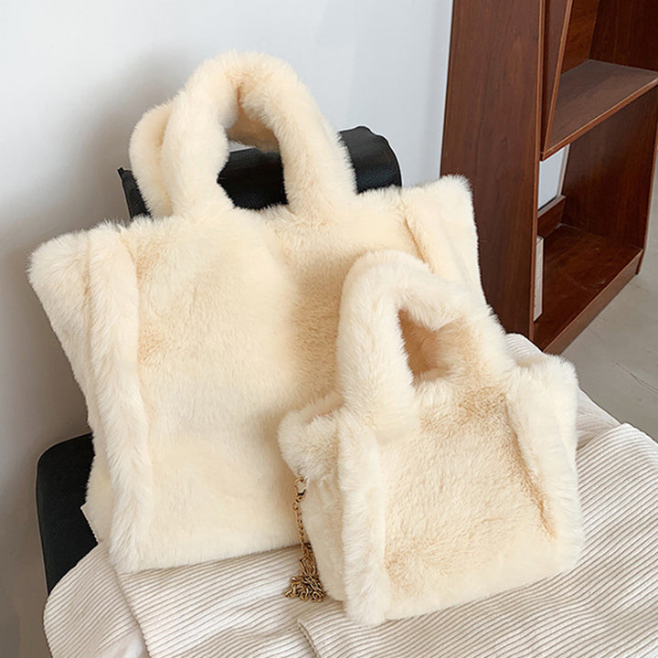 Winter Bags Chain Plush Handbag Totes Women Shoulder Bag - cas7m