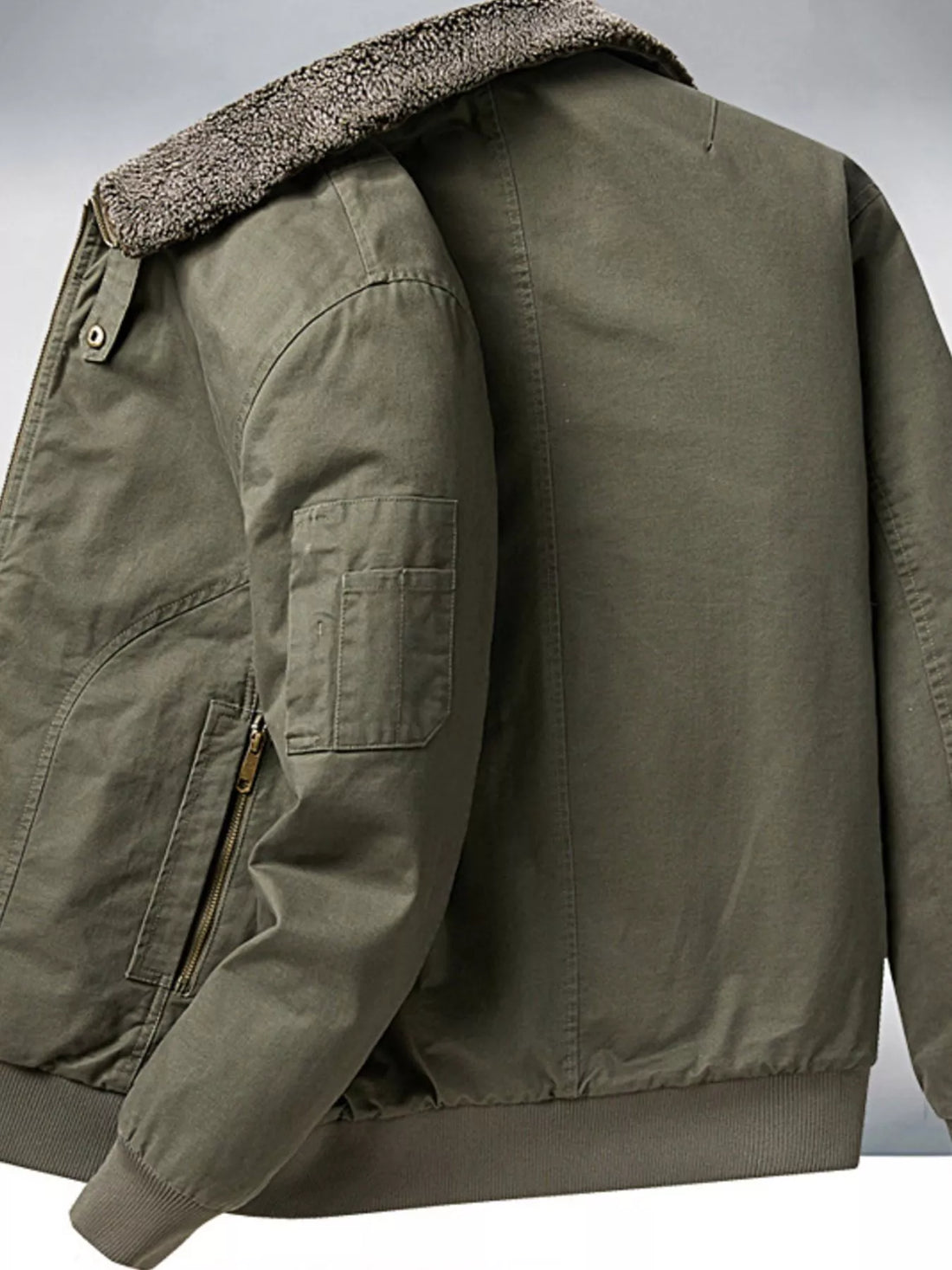 Men's Plus Size Sherpa Lined Zip Up Jacket - cas7m